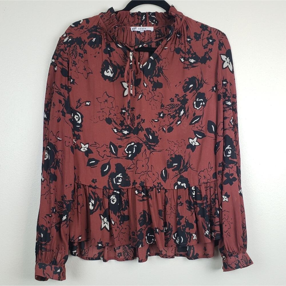 RO&DE | Ruffle mock Neck Floral Blouse, Size S